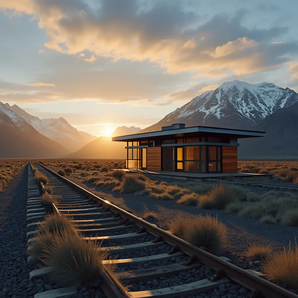 Estación de servicio YPF al amanecer en la Patagonia