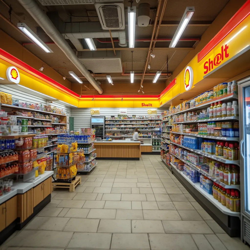 Interior de tienda Shell Select con variedad de productos